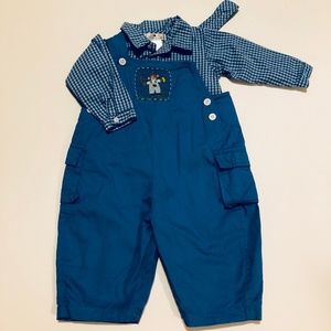 Boy's Blue Gingham Two Piece Outfit in 6 Months